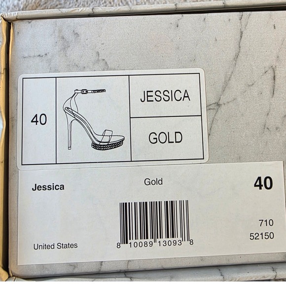 Jessica Rich Gold Chain‎ Platform Clear Toe Ankle Chain Stiletto Heels NIB Sz 40 - Picture 6 of 6